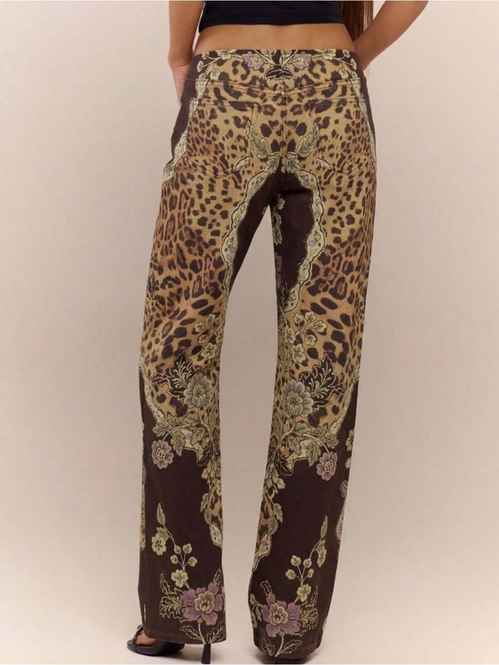 Y2K Leopard Floral jeans - Picture 2 of 3